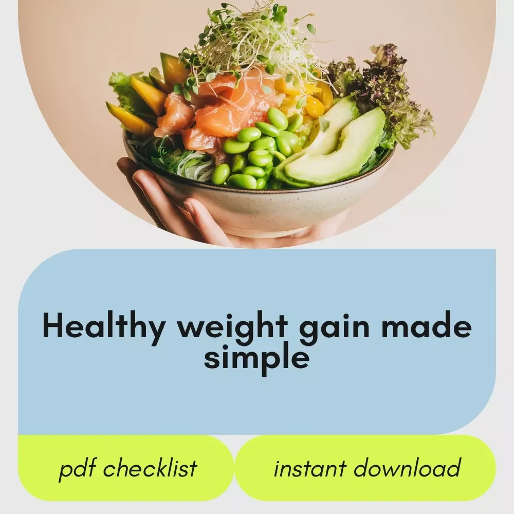 Healthy Weight Gain Game Plan – Printable Checklist for how to get fat healthy way, Smart Bulking, Muscle Gain & Balanced Nutrition