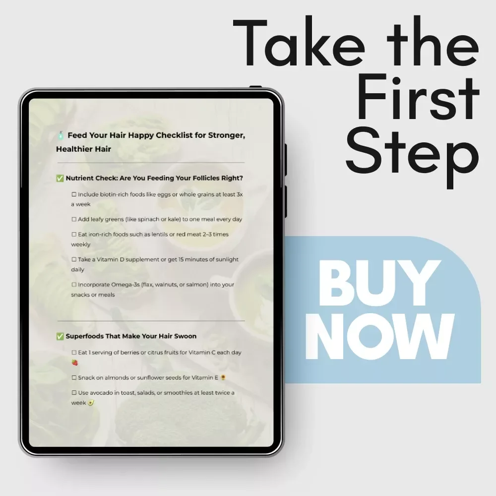 Feed Your Hair Happy Checklist for Stronger, Healthier Hair – Printable Nutrition Guide & Daily Tracker | Foods That Help with Hair Growth