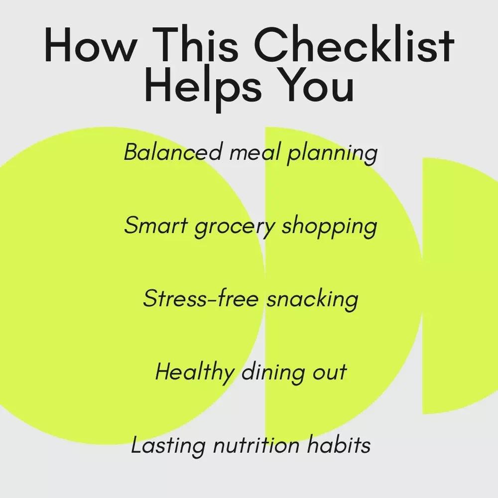 Eat Smart and Thrive Nutrition Checklist – How to Eat Nutritiously, Balanced Meal Planner, Healthy Eating Guide, Meal Prep Tips, Grocery & Snack Planner