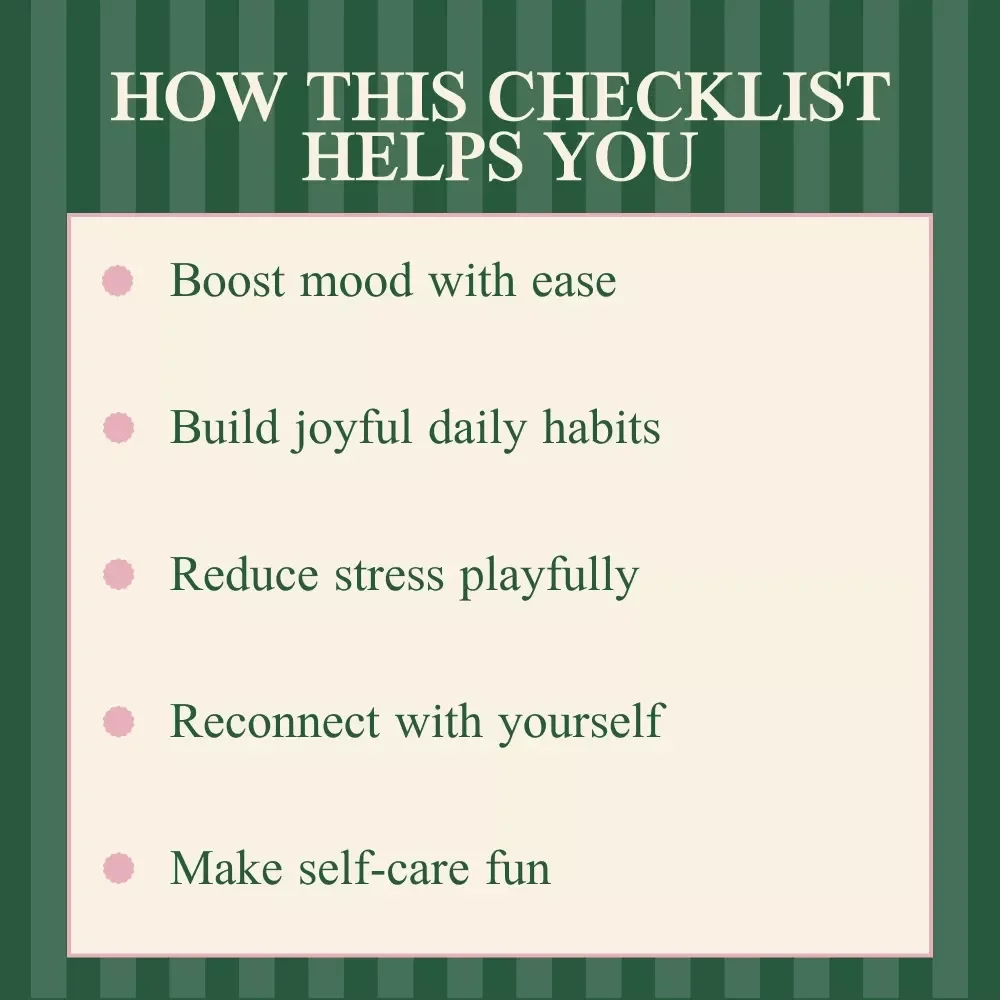 The Fun & Feel-Good Checklist for Mental Wellness – Playful Daily Self-Care Planner with Fun Activities to Improve Mental Health, Digital Download