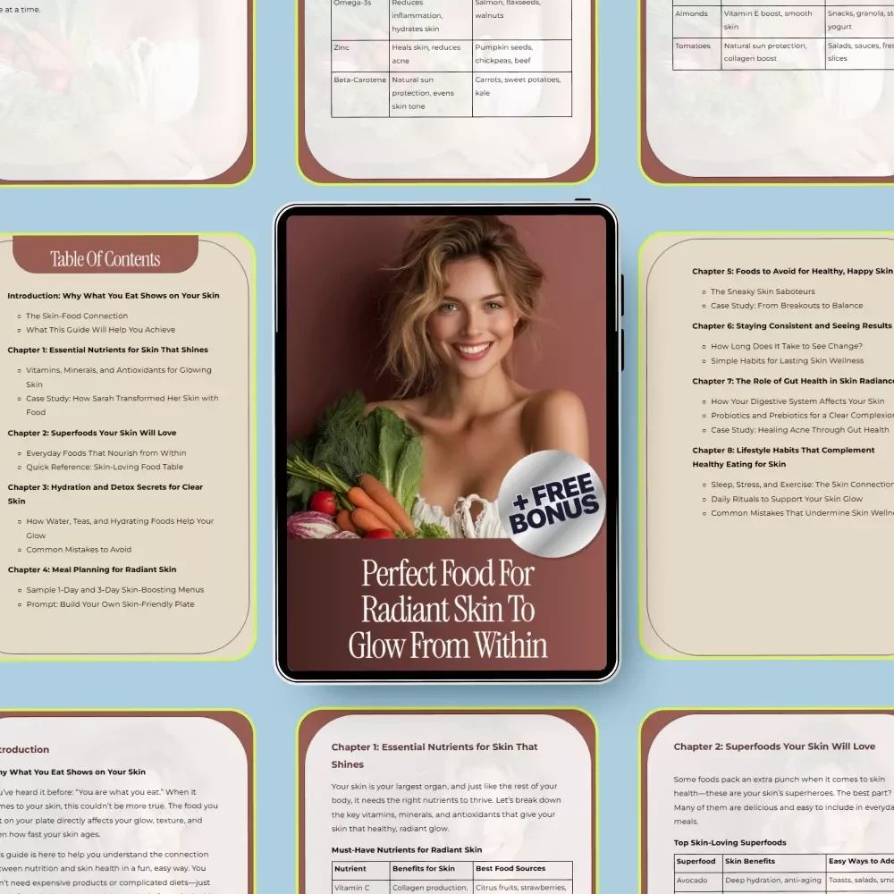 Perfect Food for Radiant Skin to Glow From Within – Healthy Food for Skin eBook, Skin-Loving Nutrients & Meal Guide