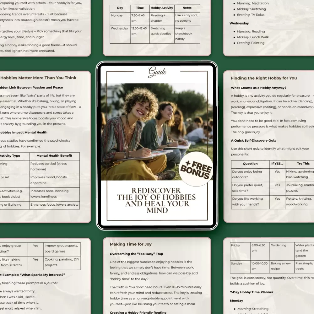 Rediscover the Joy of Hobbies and Heal Your Mind | Digital Guide on the Importance of Hobbies for Mental Health | Self-Discovery, Mindfulness & Emotional Wellness Download