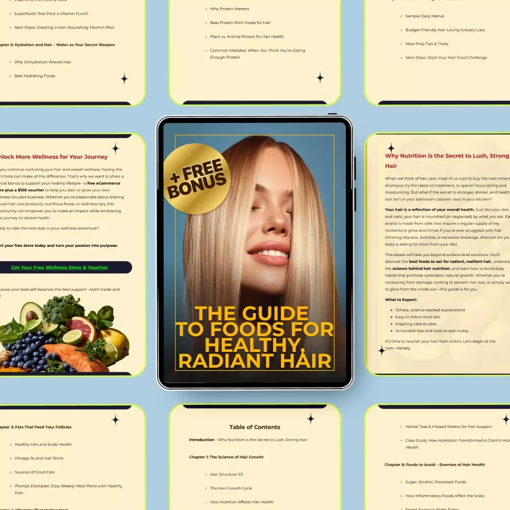 The Guide to Foods for Healthy, Radiant Hair – Nutrition-Based eBook for Stronger, Shinier Hair Growth