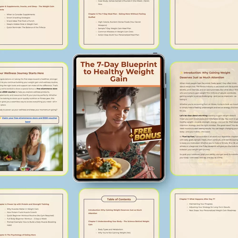 The 7-Day Blueprint to Healthy Weight Gain | How to Gain Weight in 7 Days eBook | Simple Meal Plan + Beginner Workouts