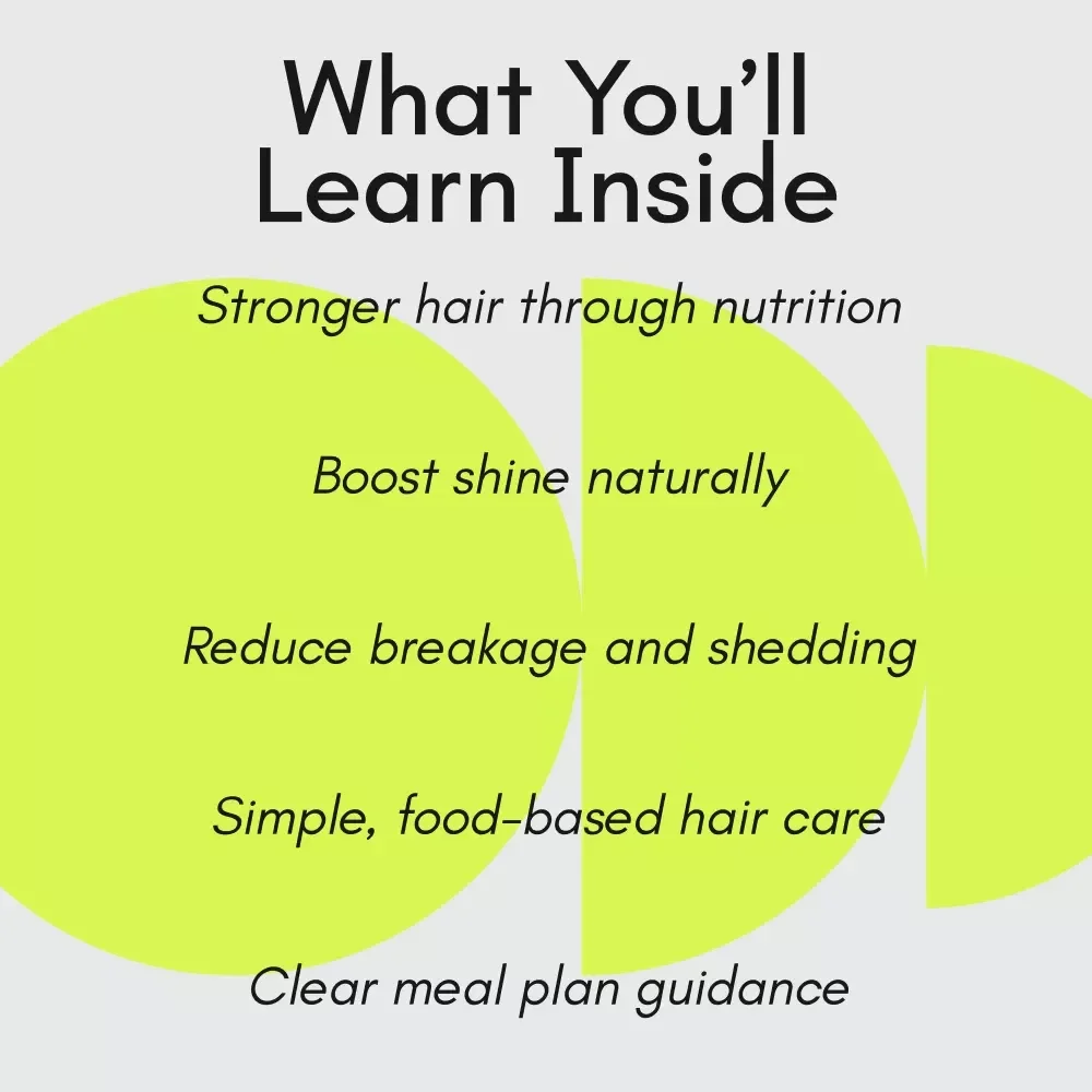 The Ultimate Guide to Foods for Strong, Shiny, and Healthy Hair – Ebook | Foods to Eat for Healthy Hair, Hair Growth Nutrition Guide, Meal Plans & Checklists