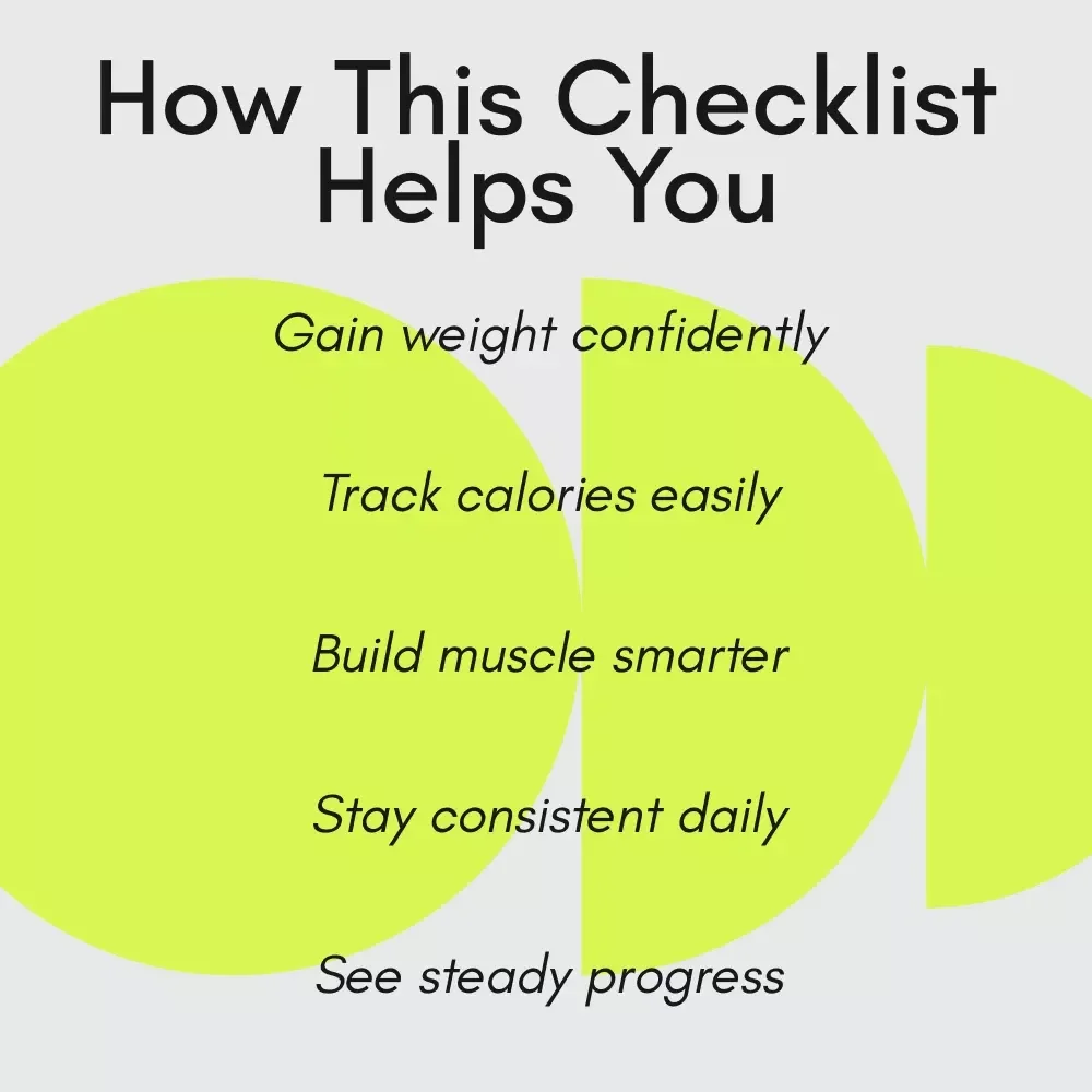 Your Healthy Weight Gain Checklist | Simple Step-by-Step Guide on how to count calories to gain weight for Beginners