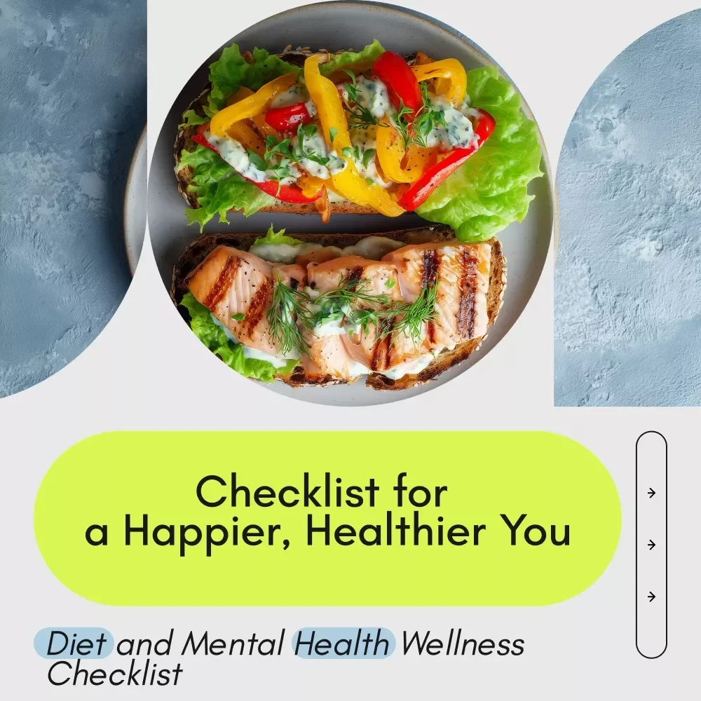 Feed Your Mind Feel Your Best: The Ultimate Checklist for a Happier, Healthier You – Diet and Mental Health Wellness Checklist, Printable Self Care Guide, Digital Download