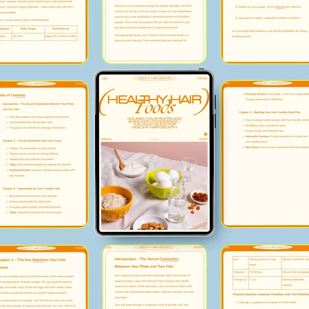 Nourish Your Roots and Shine with Confidence – The Food Guide for Healthy Hair Growth | Foods Good for Hair Growth Digital Guide
