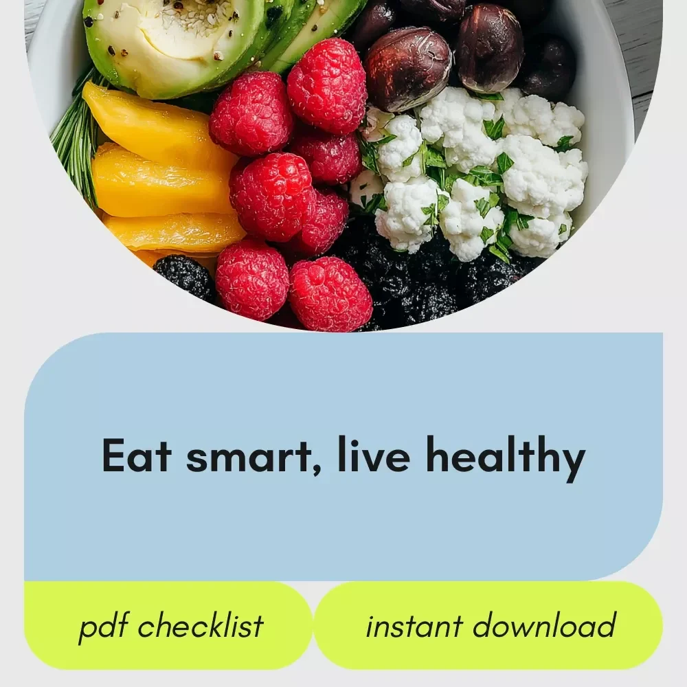 Eat Smart and Thrive Nutrition Checklist – How to Eat Nutritiously, Balanced Meal Planner, Healthy Eating Guide, Meal Prep Tips, Grocery & Snack Planner
