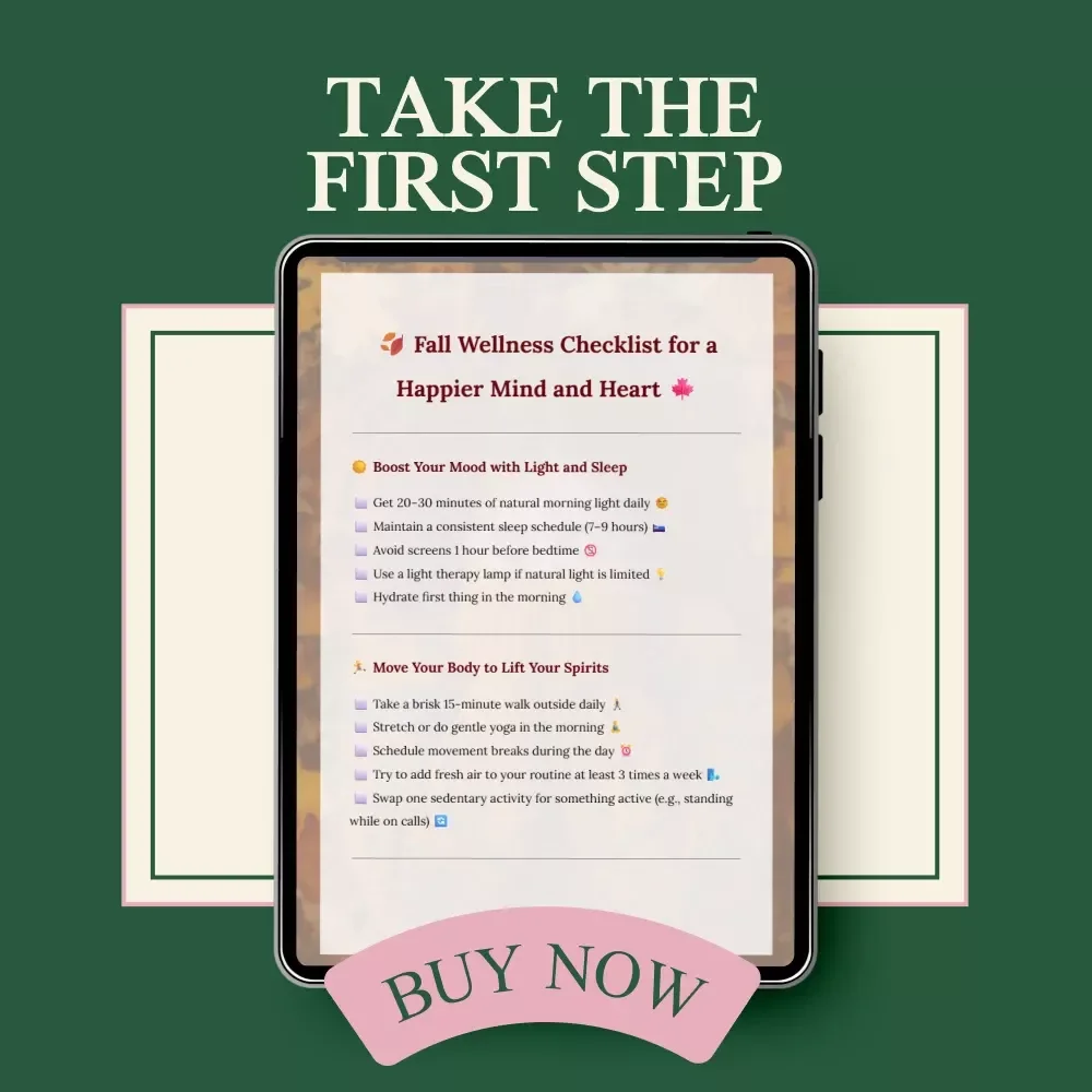 Fall Wellness Checklist for a Happier Mind and Heart - Digital Download for Mental Health Tips and Self-Care