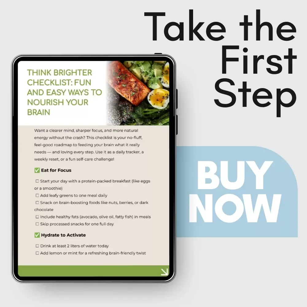 Think Brighter Checklist: Fun and Easy Ways to Nourish Your Brain | Nutrition for Brain Health Digital Download
