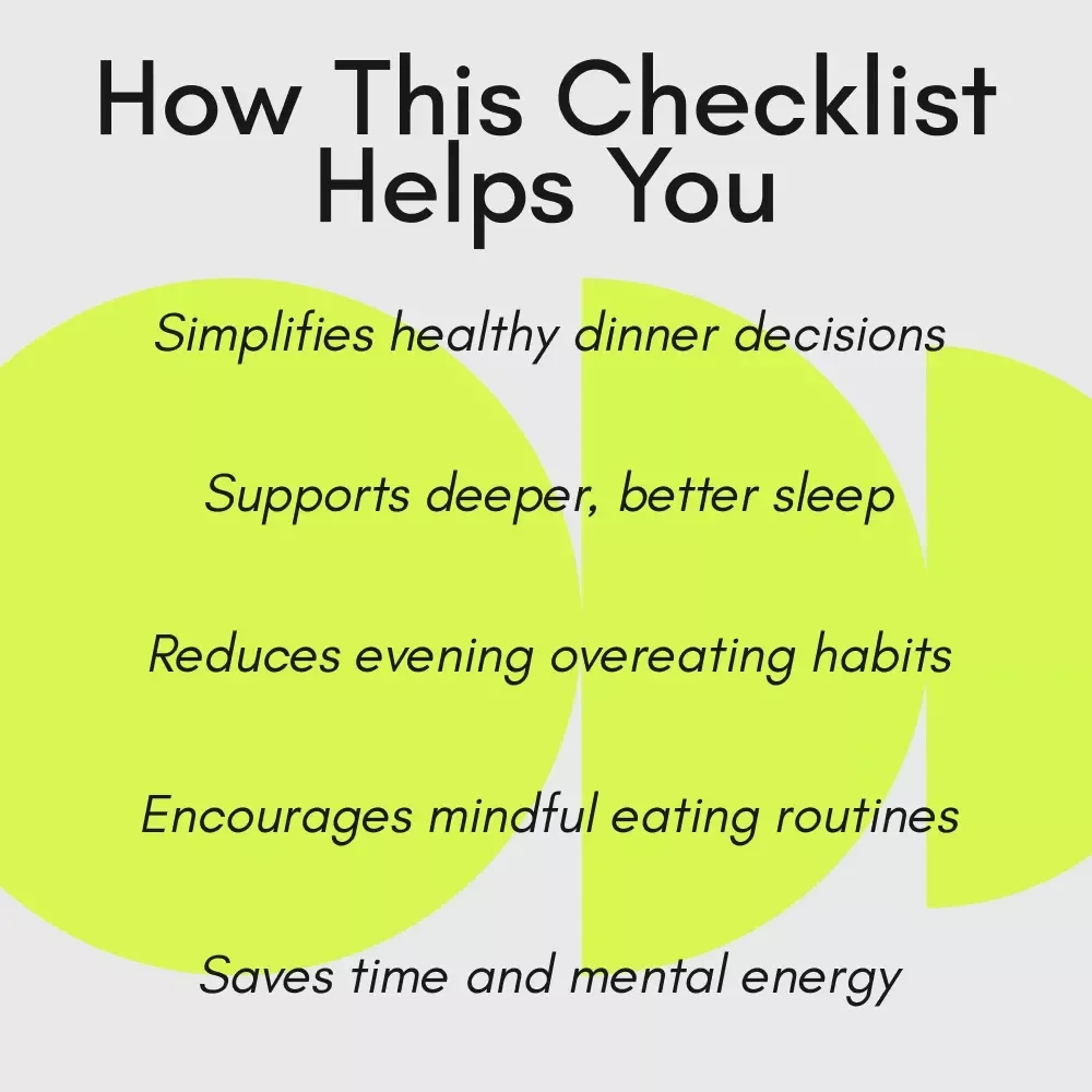 The Smart Dinner Checklist to Eat Well & Sleep Better – Digital Dinner Diet Food Checklist for Healthy Evenings & Better Sleep