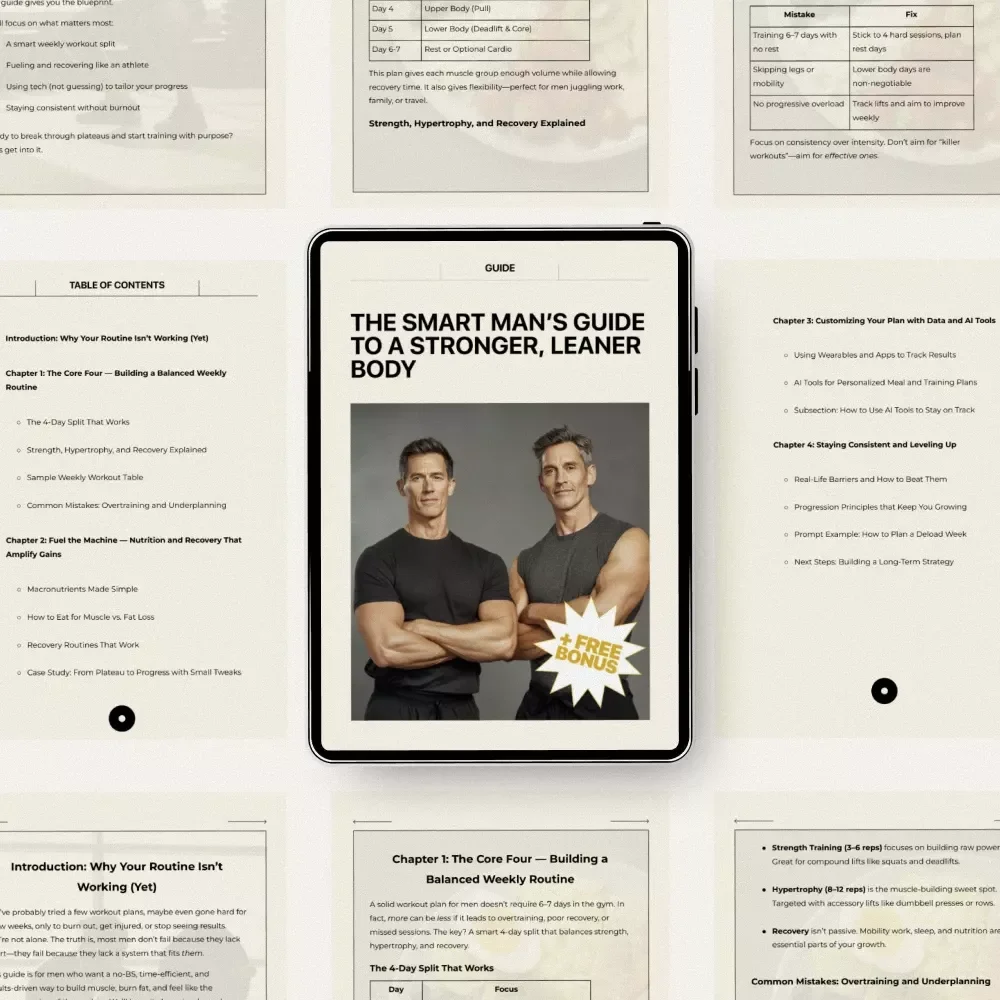 The Smart Man’s Guide to a Stronger, Leaner Body: The Best Workout Routine for Men, Nutrition, Recovery, and AI Tools for Success