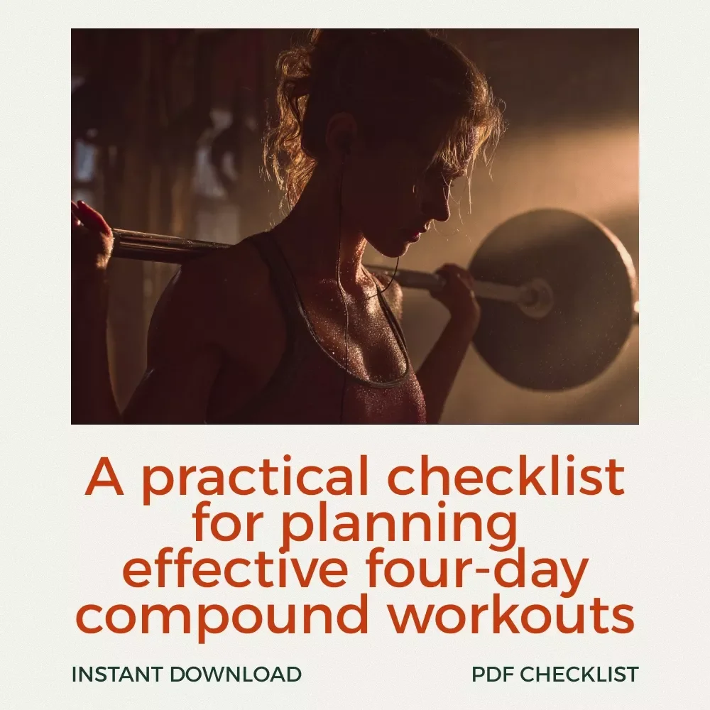 Your Ultimate 4-Day Compound Workout Checklist | 4 Day Compound Workout Routine Planner | Strength Training Guide | Digital Fitness Checklist Download