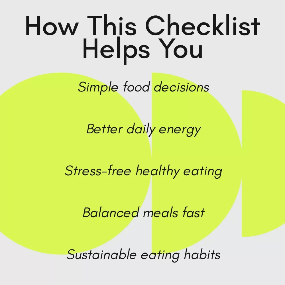 The Feel-Better Food Checklist – Simple Diet Foods Guide for Smarter Eating, Better Energy & Everyday Wellness