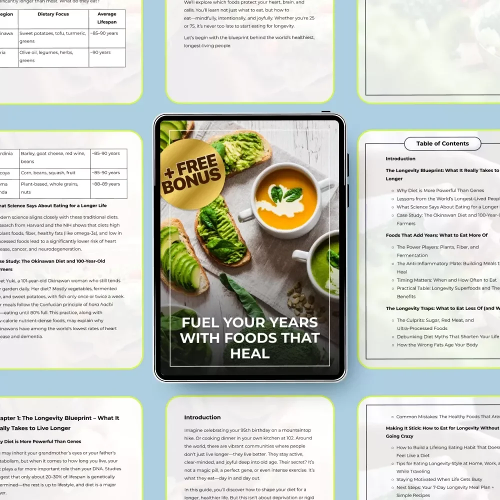 Fuel Your Years with Foods That Heal – Longevity Nutrition Guide, Anti-Inflammatory Eating, Healthy Aging Meal Plan, Digital Download