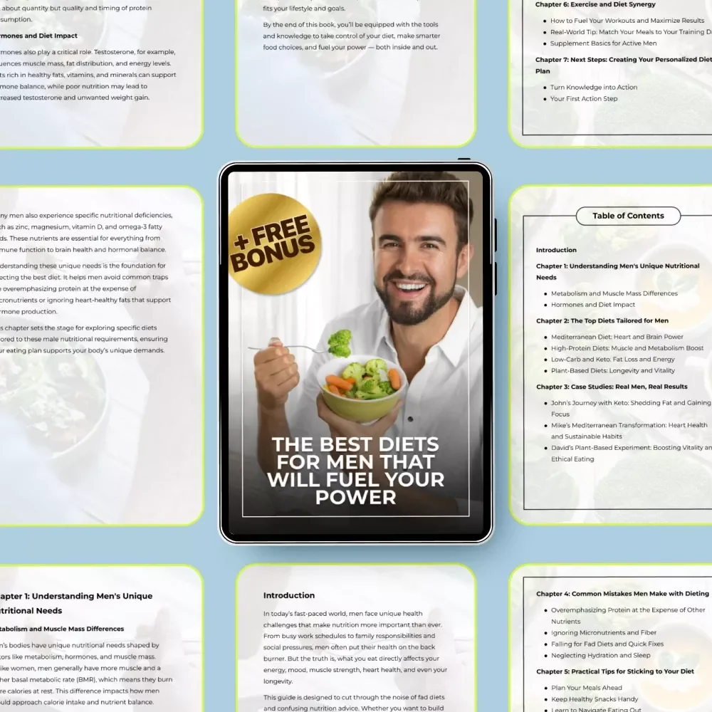 The Best Diets for Men That Will Fuel Your Power | Men’s Nutrition & Fitness eBook, High-Protein, Keto, Mediterranean & Plant-Based Diet Guide, Digital Download