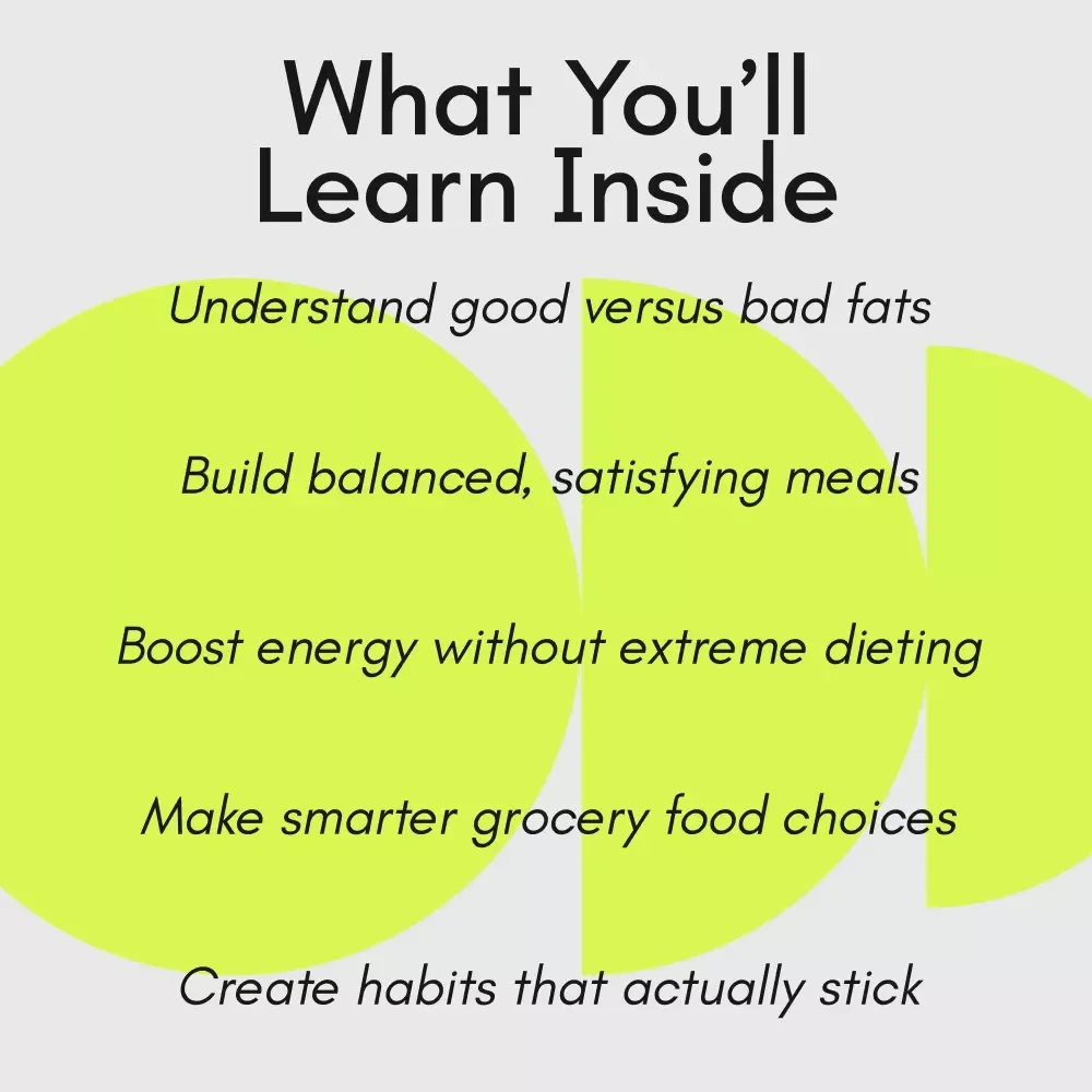Fuel Your Body Right with Smart Fats for a Stronger, Healthier You | Easy Nutrition Guide on how to get good fat | Digital Download