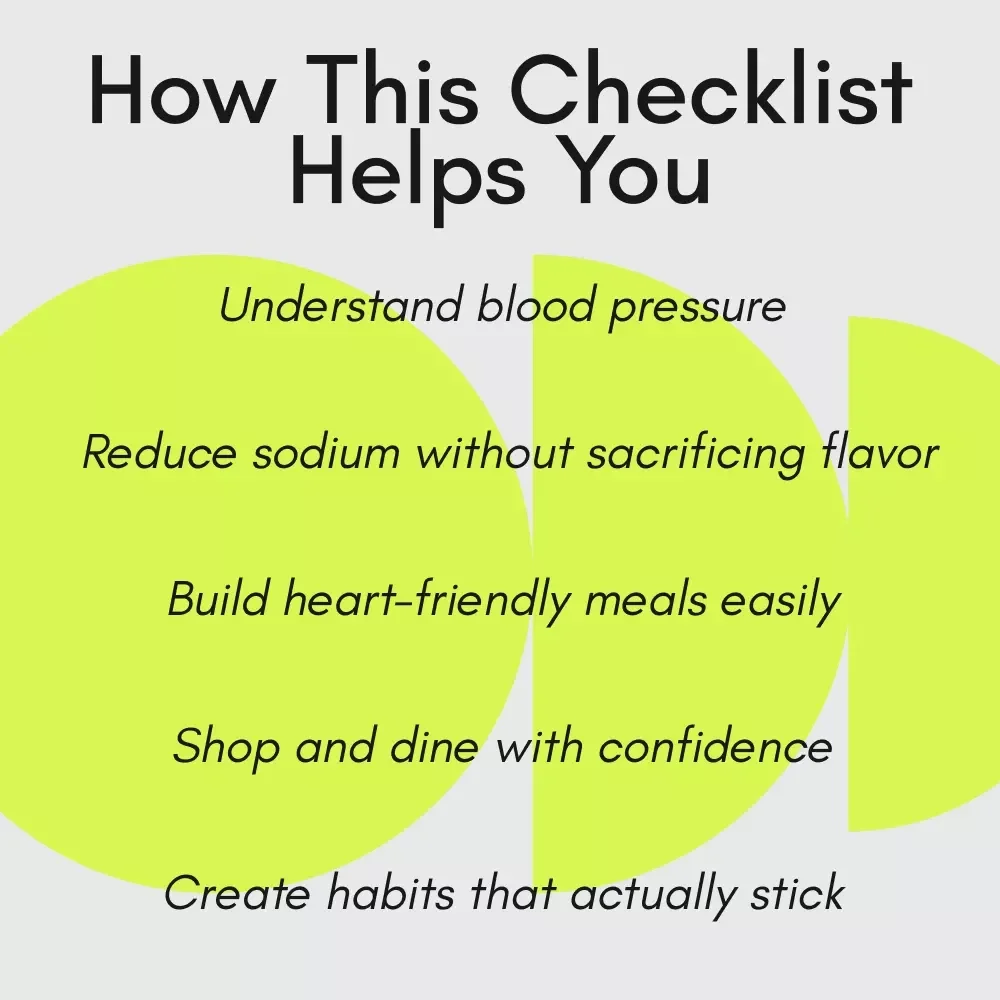 The Eat Well, Live Stronger Checklist – Blood Pressure Wellness Guide, Low Sodium Eating, DASH Diet Support, Healthy Grocery & Meal Planning Digital Download