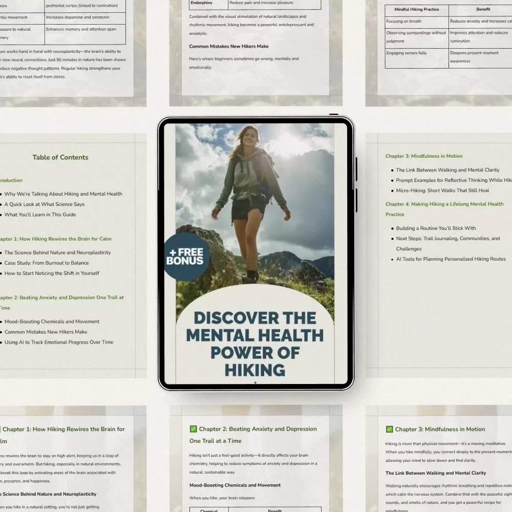 Discover the Mental Health Power of Hiking Guide – A Practical Digital Guide to the Mental Health Benefits of Hiking, Mindfulness, Anxiety Relief & Emotional Wellness