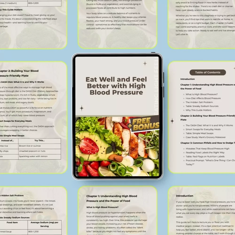 Eat Well and Feel Better with High Blood Pressure | Digital Guide for Managing Hypertension Through Food | DASH Diet Meal Planning eBook | Low Sodium Lifestyle Download