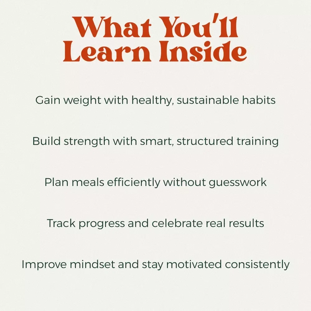 The Feel-Good Weight Gain Checklist: Your Step-by-Step Guide on How to Get Fat Healthy, Build Strength, and Fuel Your Body Right | Digital Download