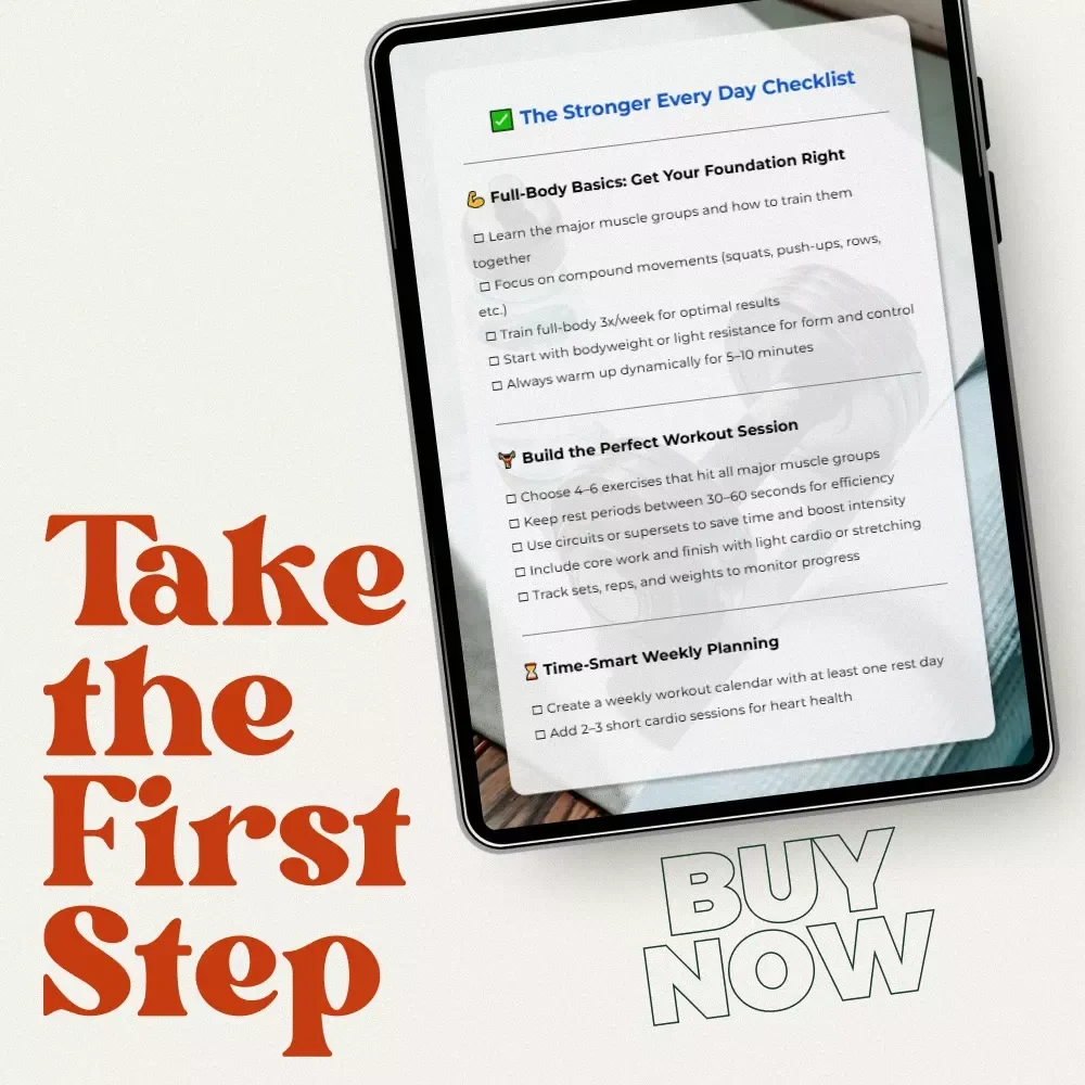 The Stronger Every Day Checklist | Simple Fitness Planner for a Good Full Body Workout Routine | Printable & Digital Download