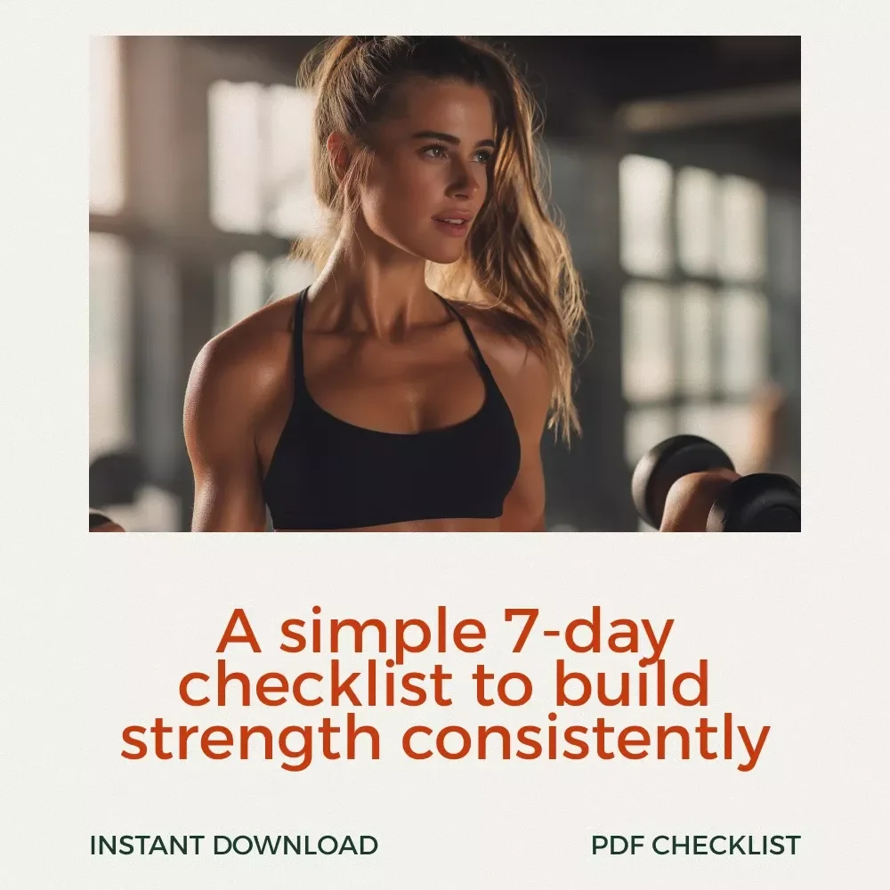 Get Stronger in 7 Days Checklist | Simple 7 Day Workout Routine Planner for Busy Beginners & Home Fitness