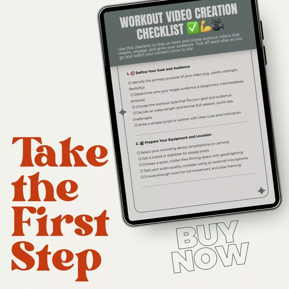 Workout Video Creation Checklist | How to Create a Workout Video Step-by-Step | Digital Fitness Content Planner for Trainers & Creators