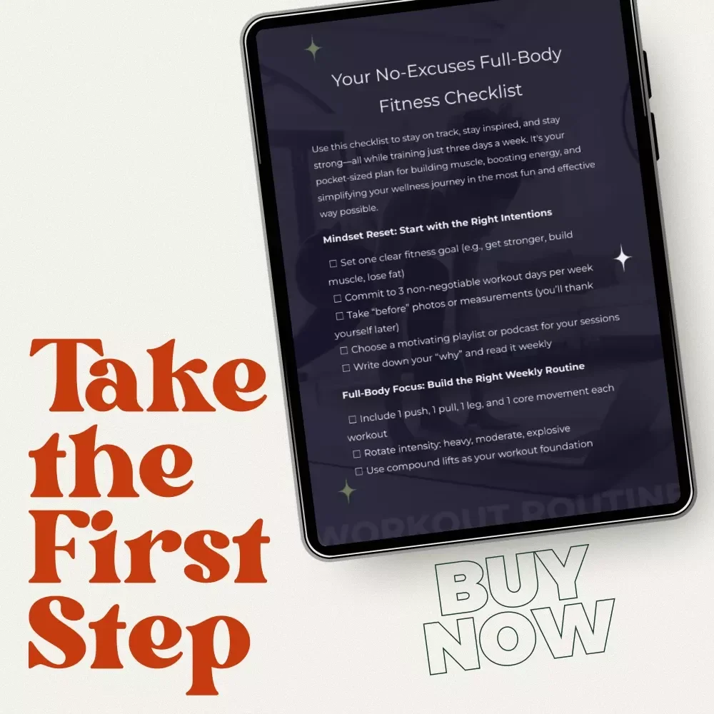 Your No-Excuses Full-Body Fitness Checklist | Simple 3 days a week full body workout Planner | Printable & Digital Training Guide