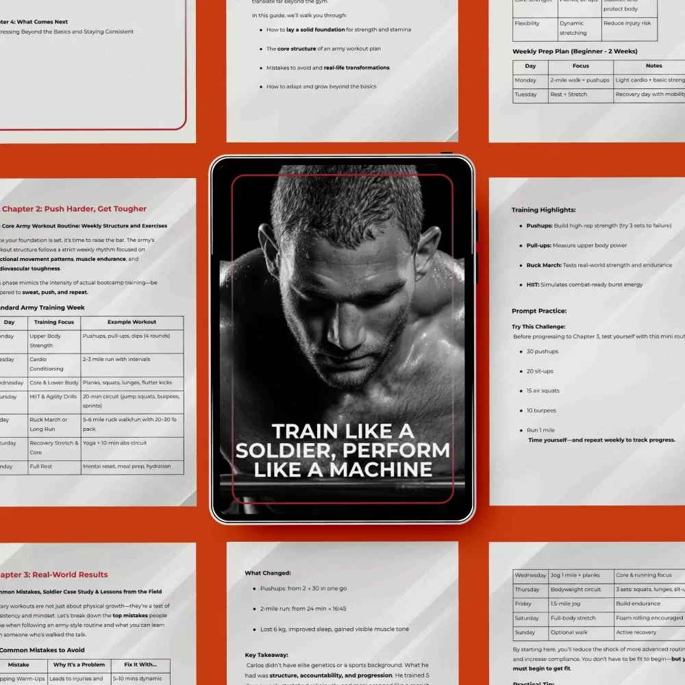 Train Like a Soldier, Perform Like a Machine: Army Basic Training Workout Routine Guide - Digital Download
