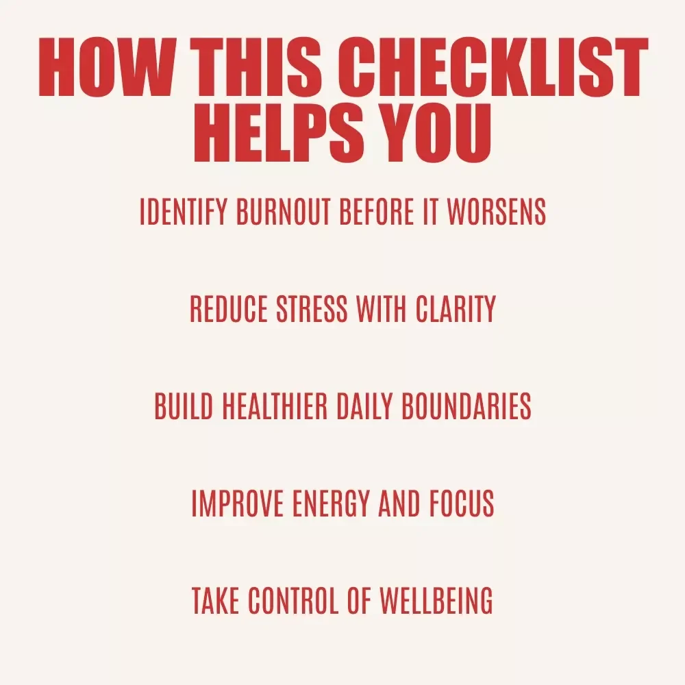 Burnout Rescue Checklist: Your Go-To Guide for Staying Energized and In Control | Digital Checklist for Recognizing the Signs and Symptoms of Burnout