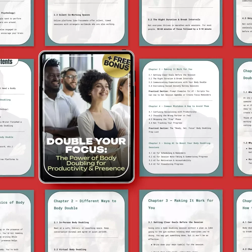 Double Your Focus: The Power of Body Doubling for Productivity & Presence | Ebook Guide Explaining What is Body Doubling for Focus, ADHD & Remote Work