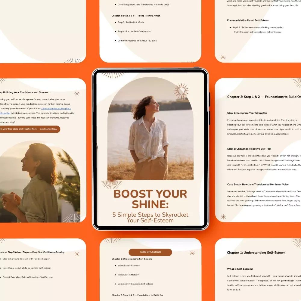 Boost Your Shine: 5 Simple Steps to Skyrocket Your Self-Esteem – Digital Confidence Guide Featuring 5 things to boost your self esteem