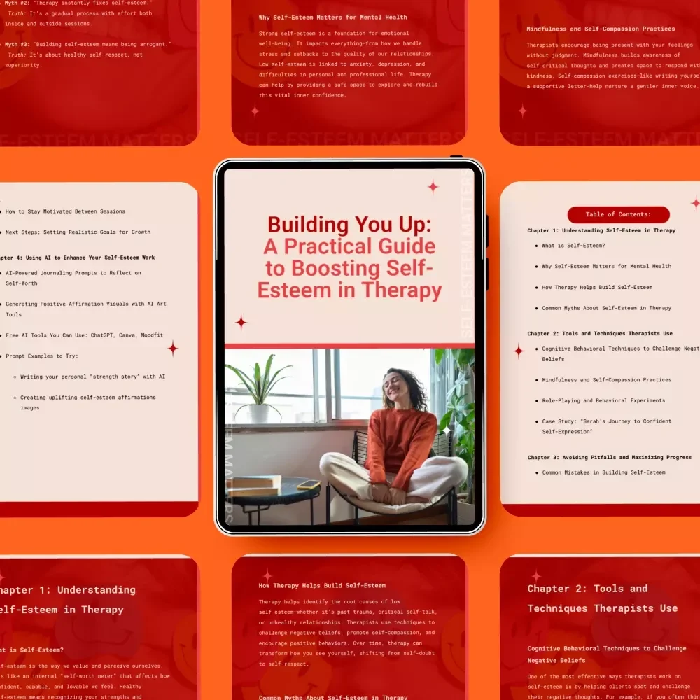 Building You Up: A Practical Guide to Boosting Self-Esteem in Therapy | How to Work on Self Esteem in Therapy | Therapist-Informed Digital Guide