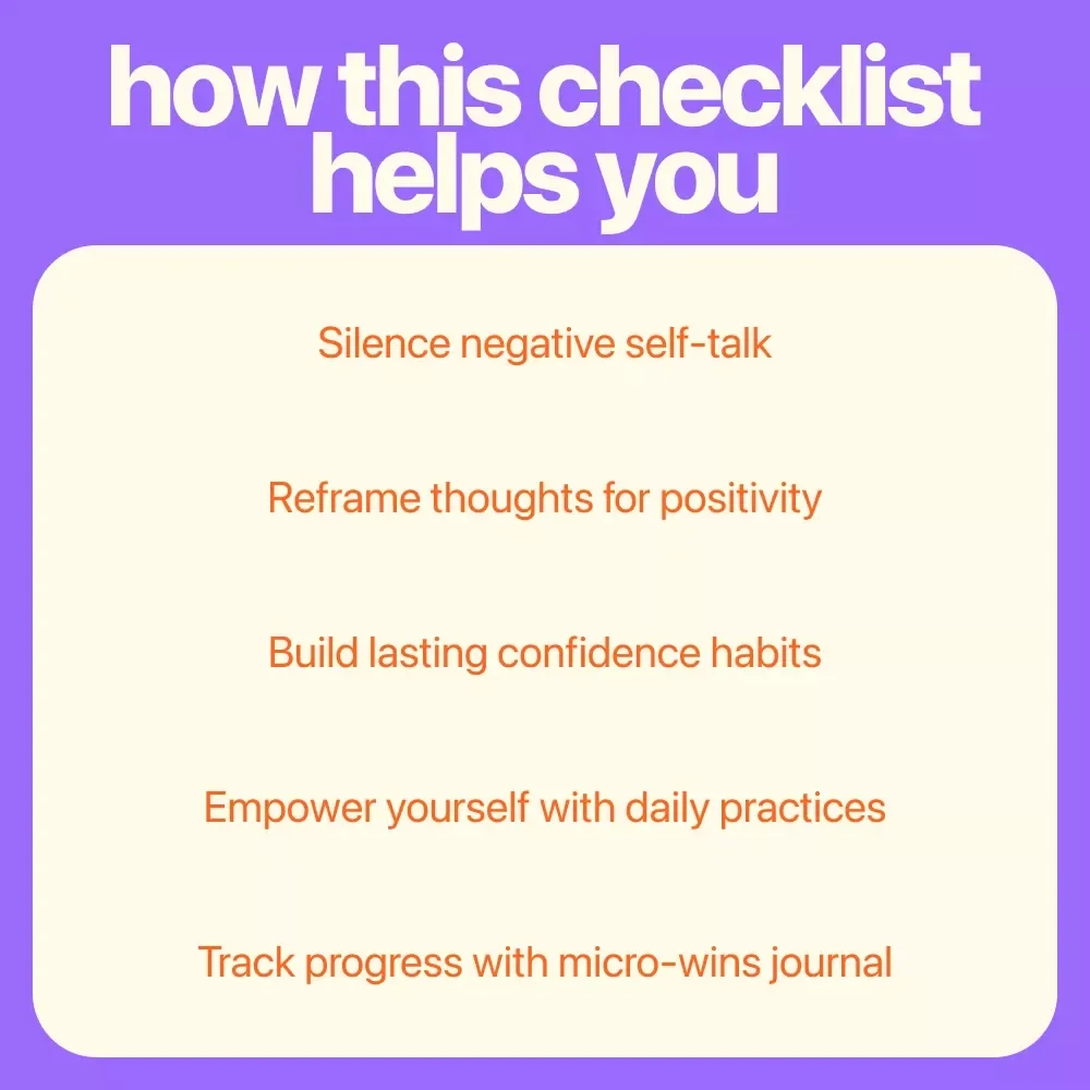 Flip the Script Confidence Checklist - Your Ultimate Quick-Action Guide to Silence Negative Self-Talk & Boost Your Confidence