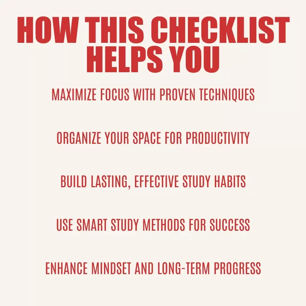 Laser Focus Checklist: Your Step-by-Step Guide to Smarter Studying (and Beyond!) - Digital Download