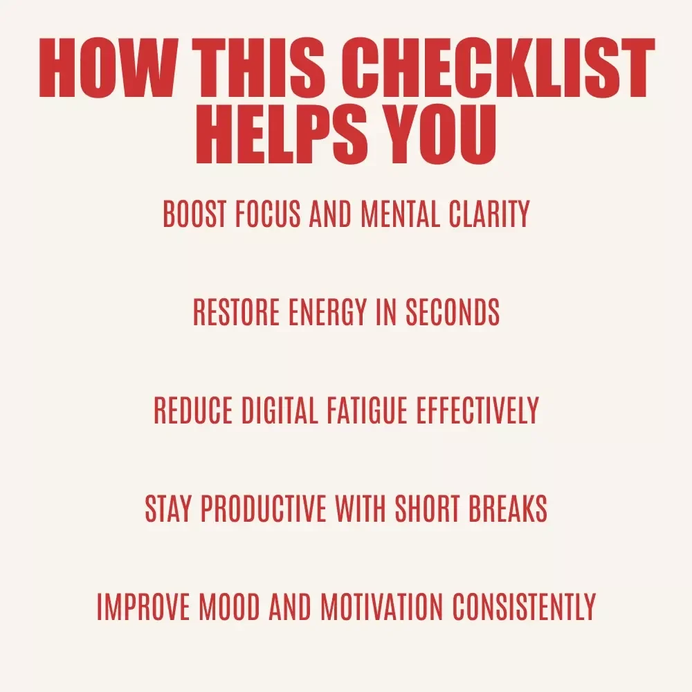Screen-Free Seconds Checklist: Your Micro-Break Survival Kit