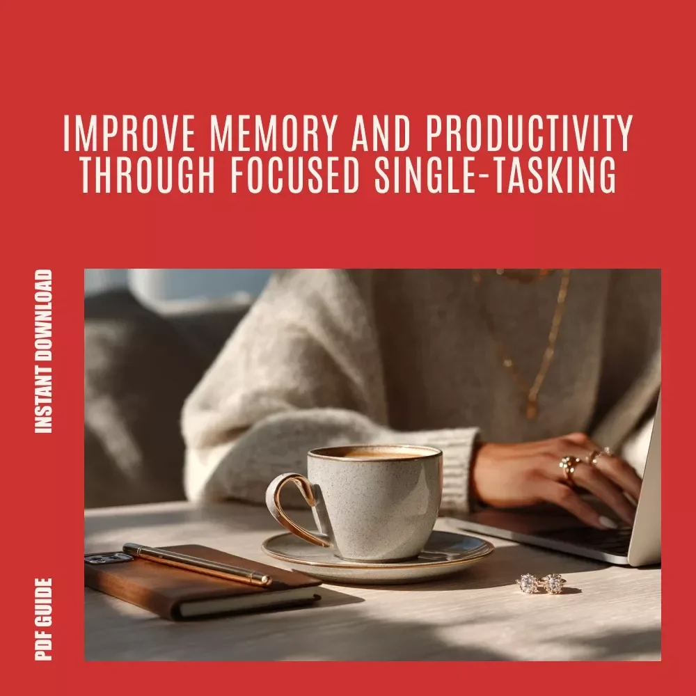 One Thing at a Time: Boost Your Memory with Focused Action – Focus & Memory Improvement Guide, Single-Tasking Productivity eBook, Digital Download
