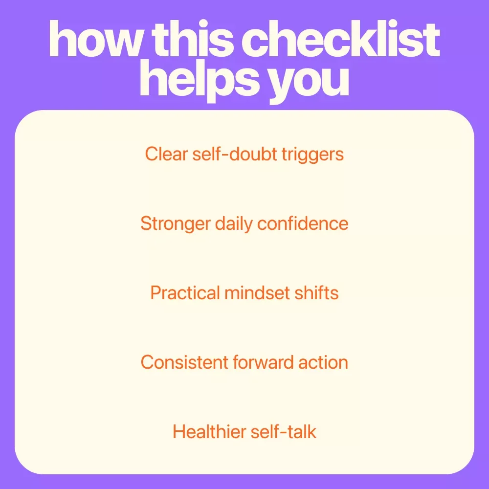 Checklist: 8 Steps to Silence Self-Doubt and Own Your Power | Confidence Builder Printable | Tips for Overcoming Self-Doubt