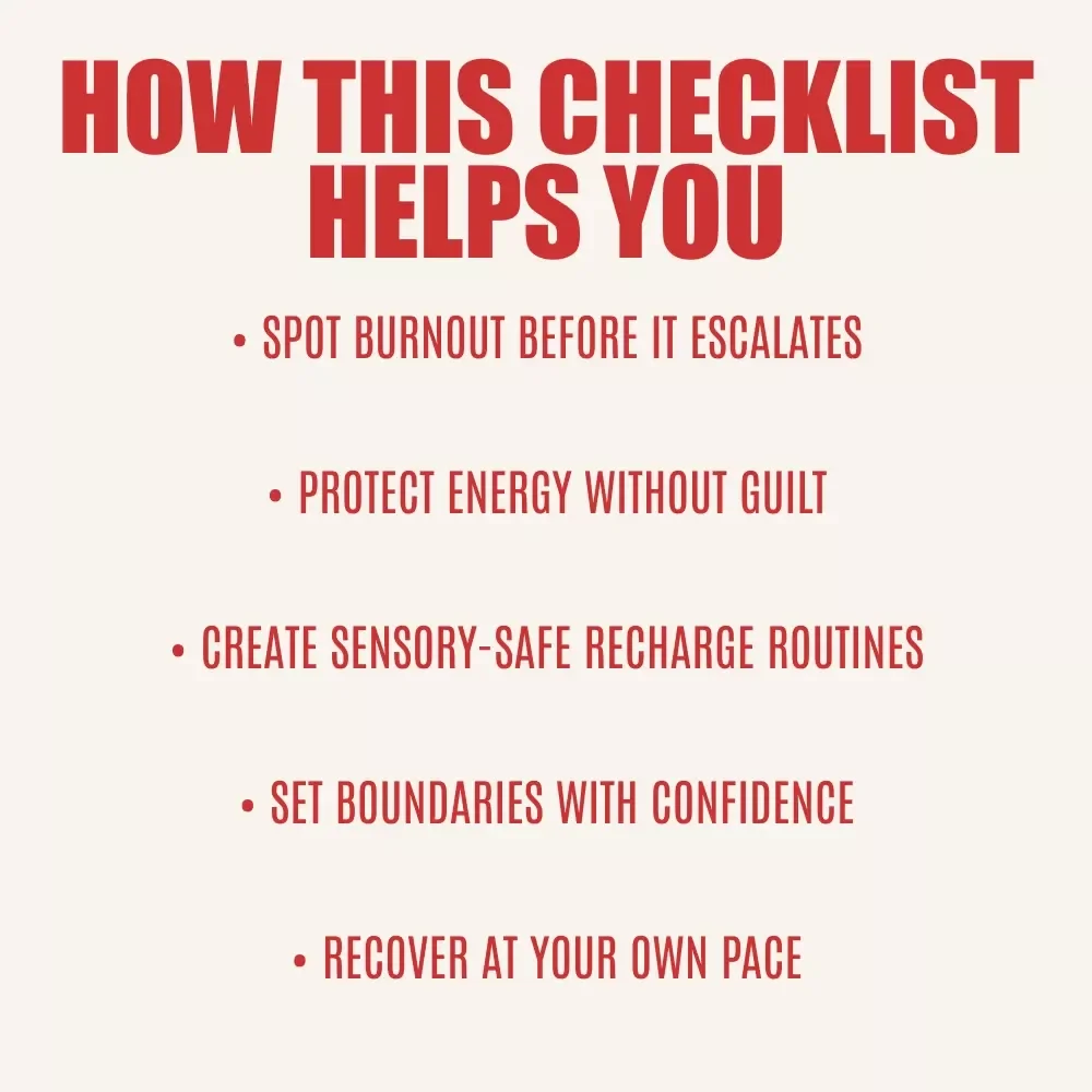 The “Recharge & Rise” Autistic Burnout Survival Checklist | Digital Download | Gentle Self-Care Guide Answering What Does Autistic Burnout Feel Like | Neurodivergent Energy & Recovery Tool