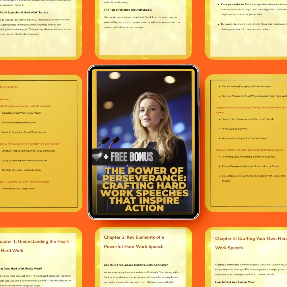 The Power of Perseverance: Crafting Hard Work Speeches That Inspire Action | Motivational Hard Work Speech eBook Guide