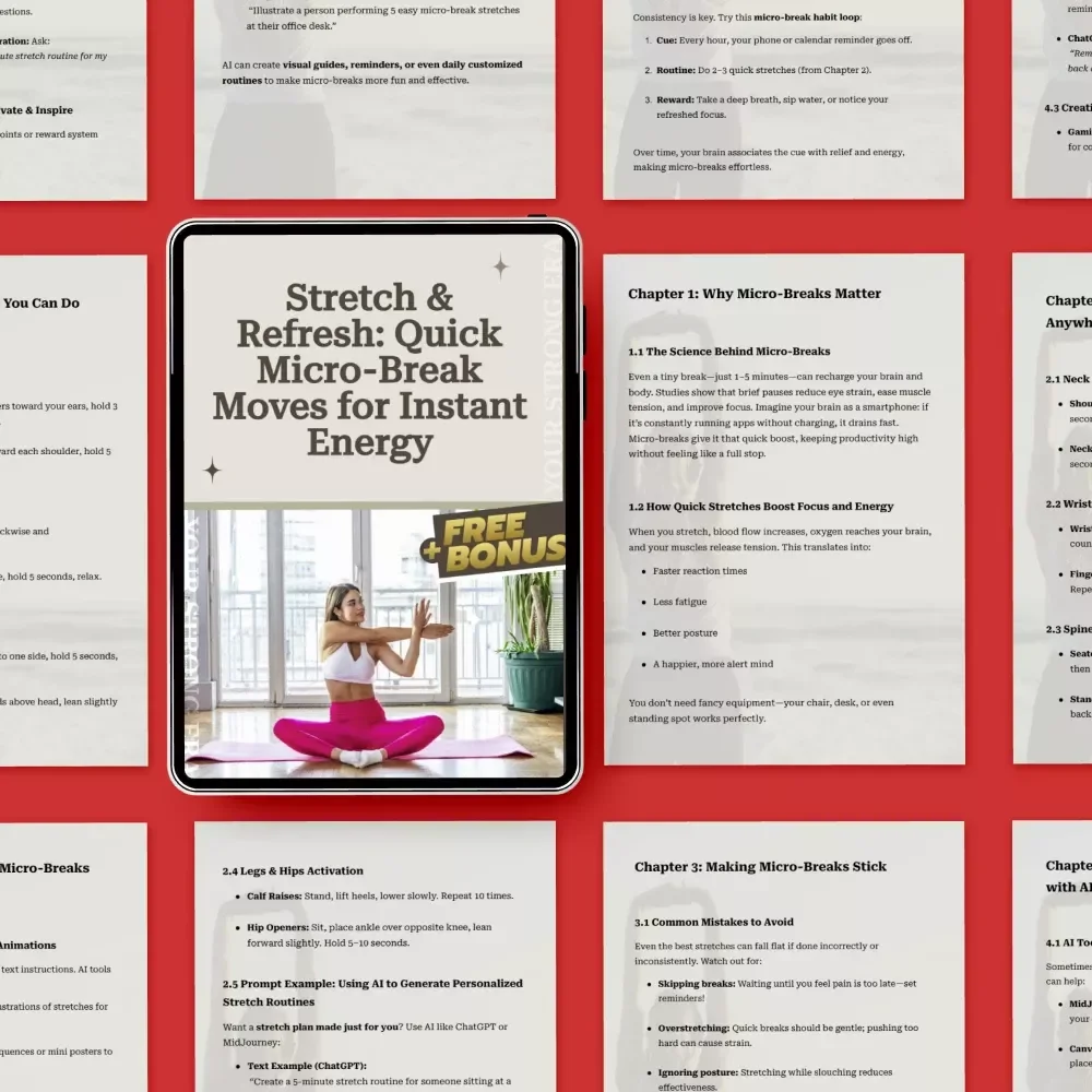 Stretch & Refresh: Quick Micro-Break Moves for Instant Energy | Digital Guide for quick stretches to do during micro-breaks, Desk Stretching, Focus & Productivity Reset