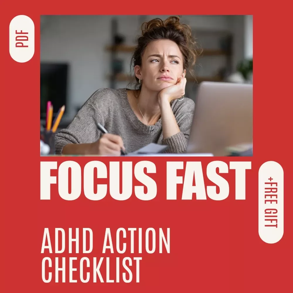 Focus Fast: ADHD Action Checklist | How to Focus With ADHD | Printable Digital Productivity Checklist for Adults & Students