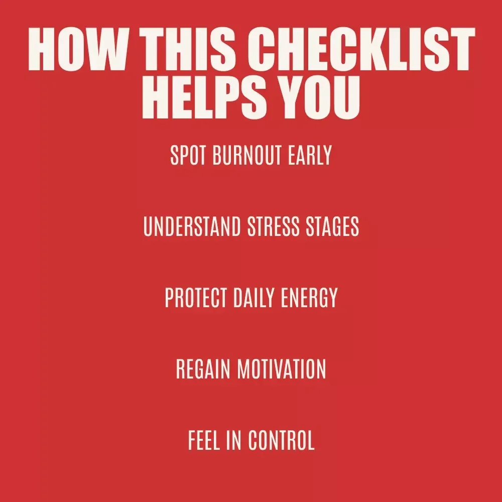 Your Burnout Recovery & Prevention Power Checklist | Digital Download to Understand the stages of burnout syndrome, Spot Stress Early, Restore Energy & Build Healthy Work-Life Balance