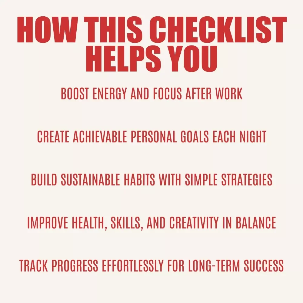 Evening Power-Up Checklist: Turn After-Work Hours into Wins | Productivity & Goal-Setting Guide
