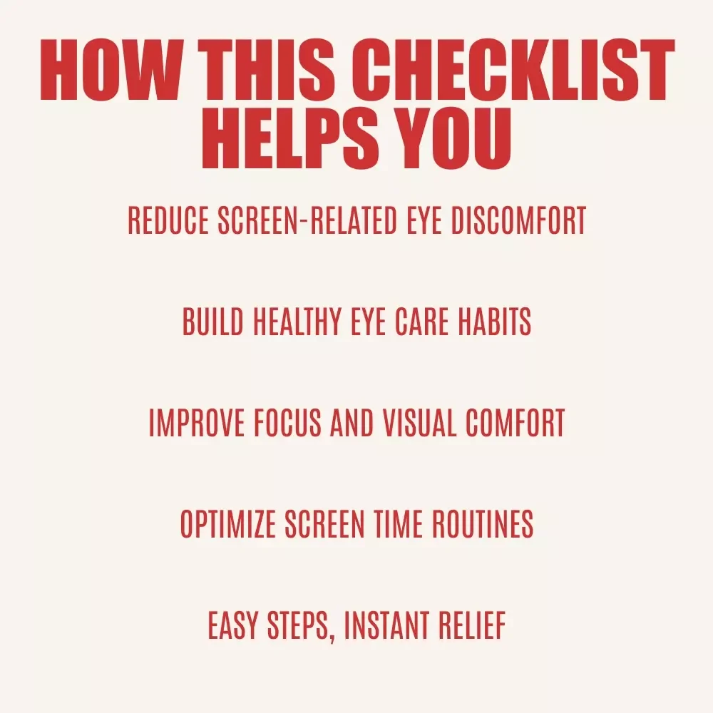 Your Ultimate Eye Care & Wellness Checklist: Simple Steps to Beat Digital Eye Strain | Eye Exercises to Reduce Digital Eye Strain | Digital Eye Health Checklist