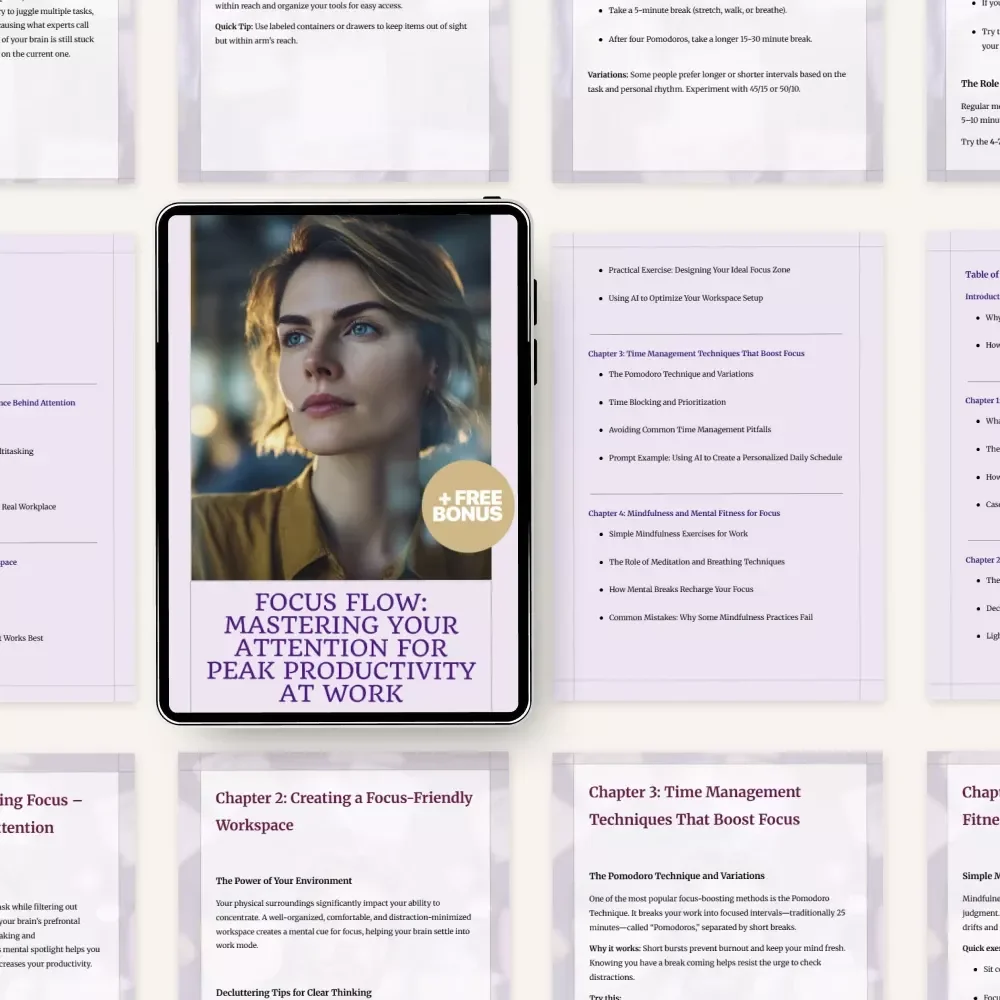 Focus Flow: Mastering Your Attention for Peak Productivity at Work | Ebook Guide on How to Focus at Work, Beat Distractions, Improve Work Productivity