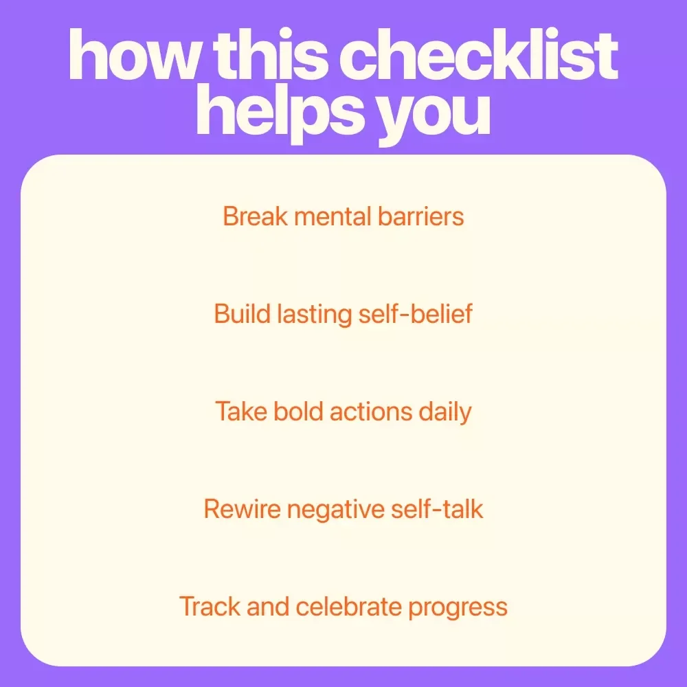 Confidence Reset Checklist: 10 Bold Steps to Rebuild Your Self-Belief | Digital Download