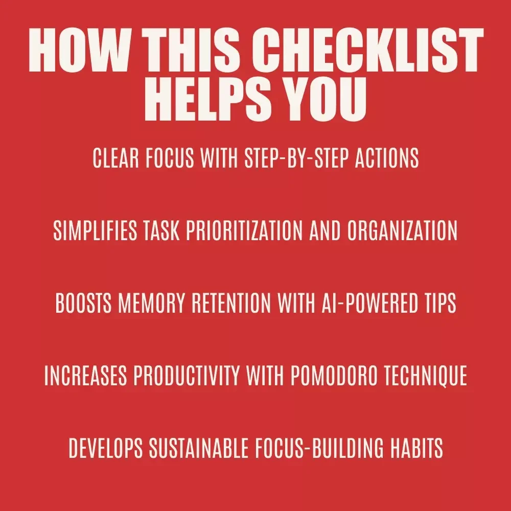 The One-Task Memory Boost Checklist: Your Step-by-Step Guide to Sharpen Focus and Boost Productivity